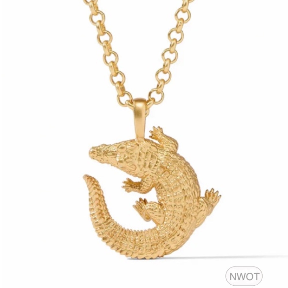 JULIE VOS® Gold Alligator Pendant Bold Statement Necklace